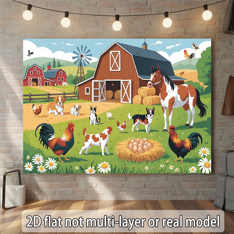 Agriculture Farming School - Płaski projekt 2D, jednoczęściowy baner przedstawiający